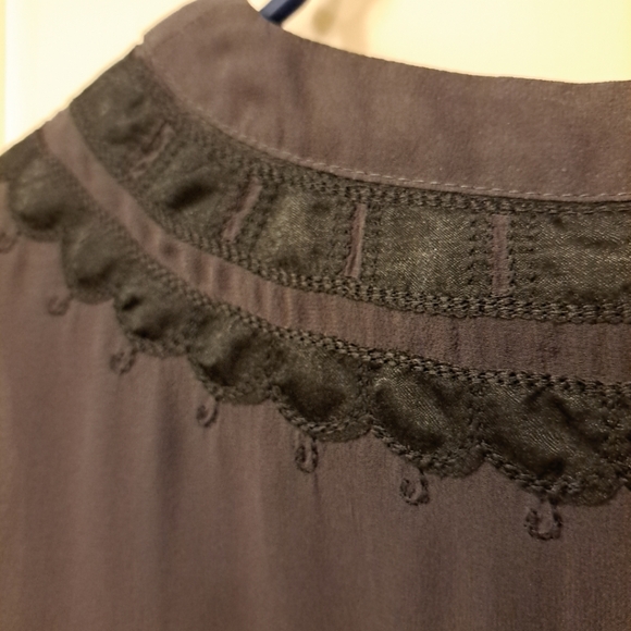 Antik Batik Tunic Womens Size XS Silk Black EUC Drawstring Waistband - Picture 8 of 8